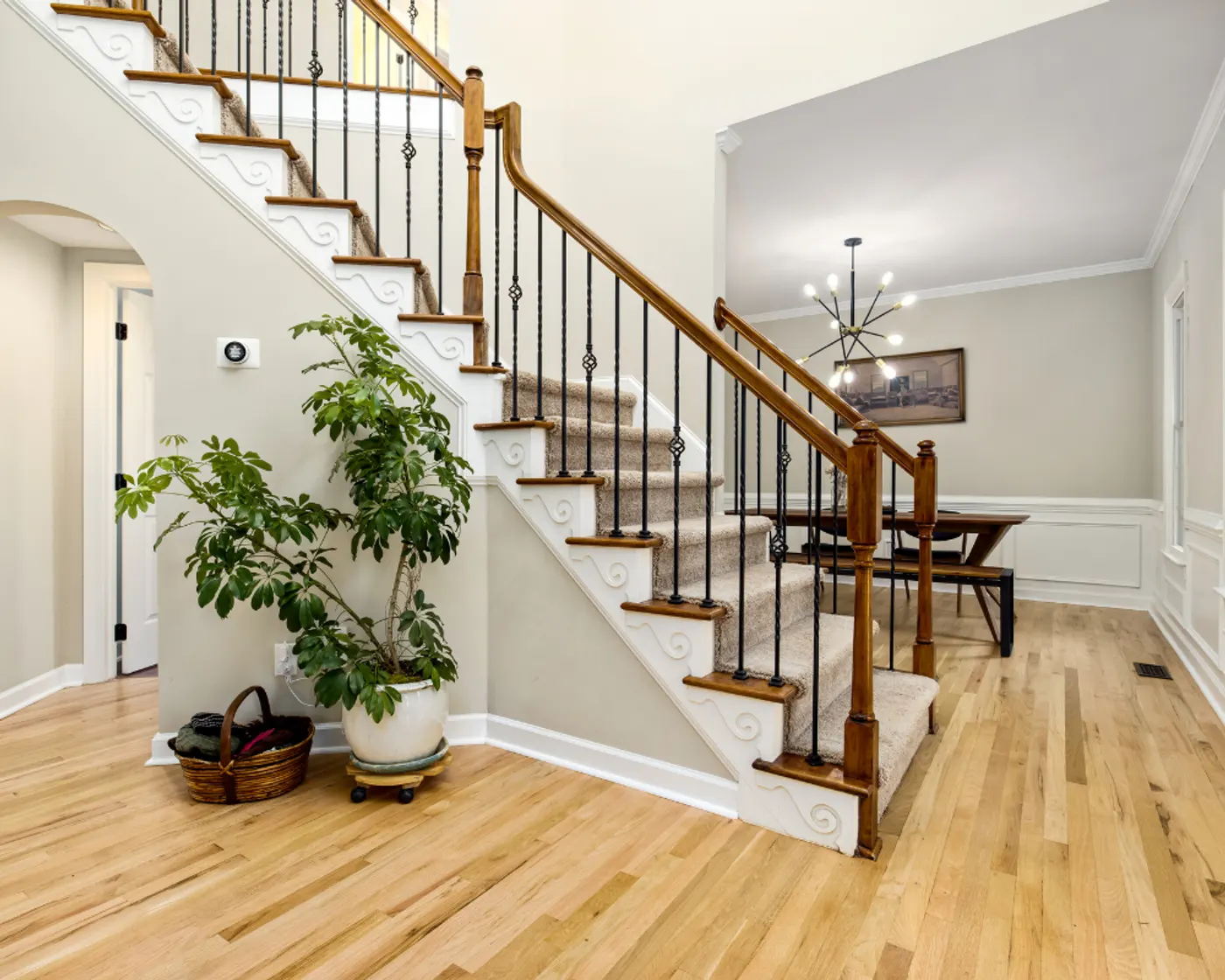 A clean entryway and staircase